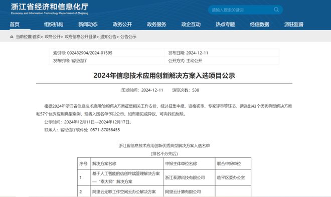 2024年信息技术应用创新解决方案入选项目公示(图1)