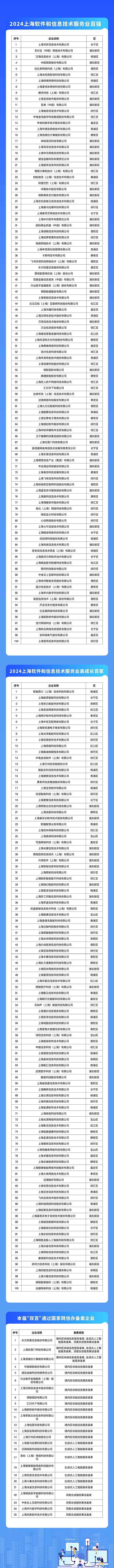 2024上海软件和信息技术服务业“双百”名单发布(图1)