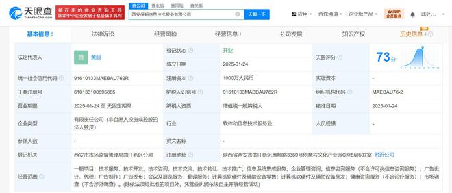 蚂蚁集团在西安成立信息技术服务公司注册资本1000万